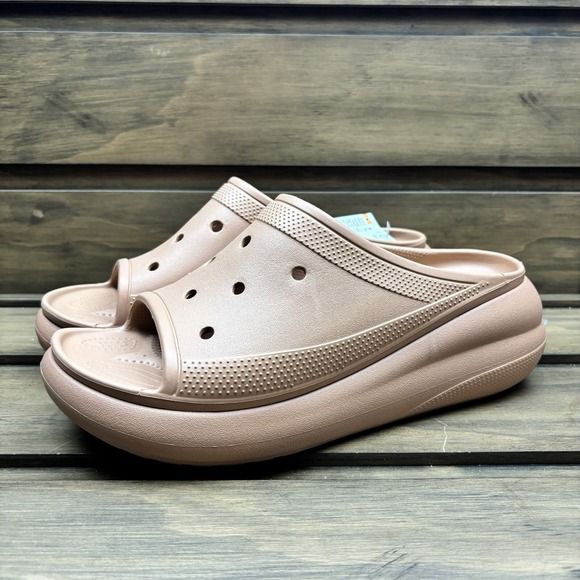 CROCS‎ Mens Classic Crush Slides Size 13 Cork 208731 Comfort Sandal New - Picture 1 of 16